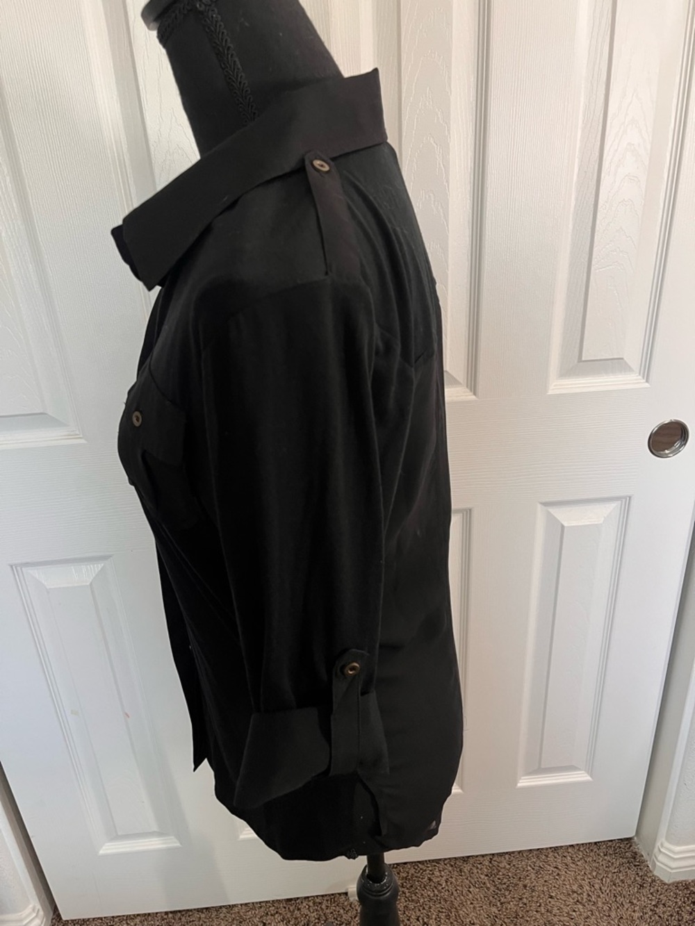 Black Button-Front Utility short or long Shirt. - Picture 12 of 16